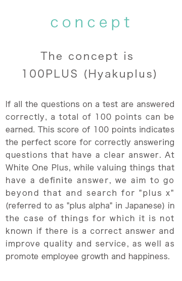 The concept is 100PLUS (Hyakuplus)